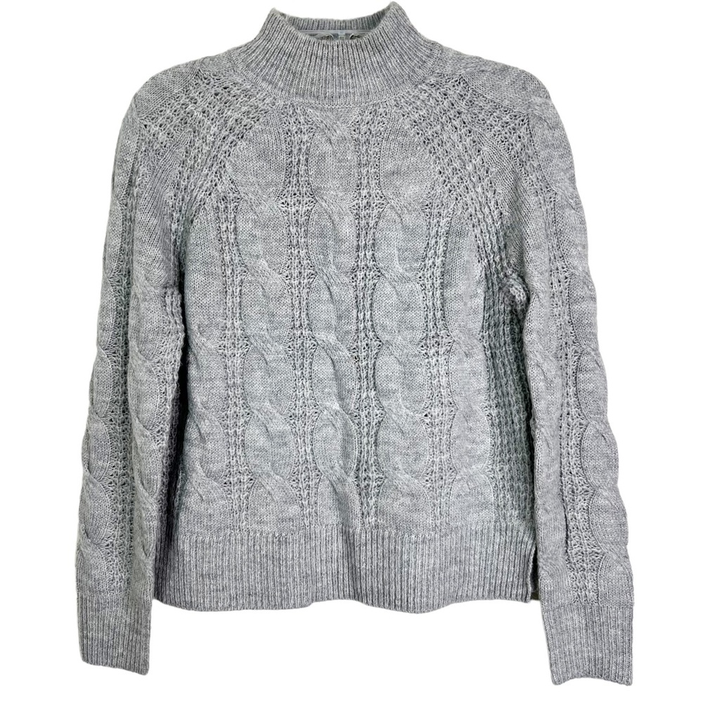 NWT J. Crew Mock Neck Cableknit Sweater in Heathered Ash Women’s Size XXS